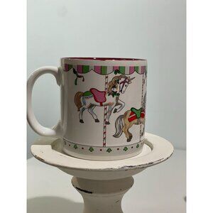 Vintage Russ Berrie Holiday Carousel Horse Mug 16 Oz Christmas Coffee Cup